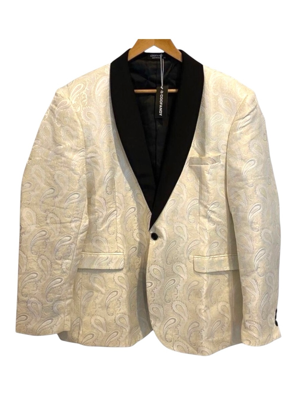 Coofandy Paisley party tuxedo NWT cream & white Classic silky Timeless formal XL